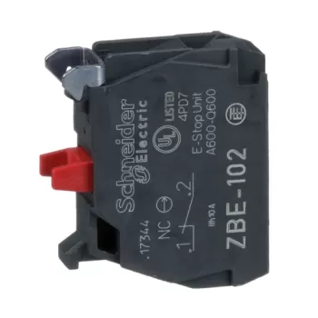 کنتاکت کمکی بسته ۱NC اشنایدر مدل ZBE-۱۰۲ SINGLE CONTACT BLOCK, SILVER ALLOY, SCREW CLAMP TERMINAL, 1 NC